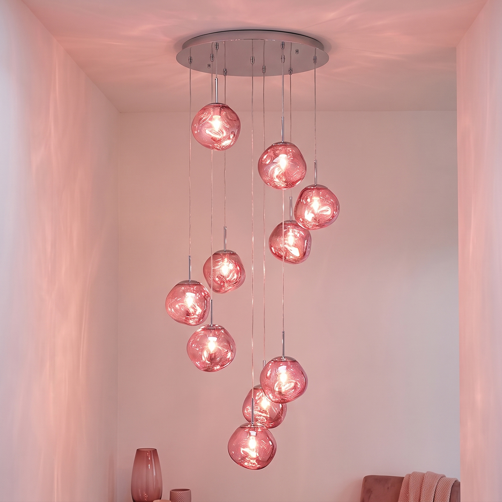 Modern Stairwell Cluster Chandeliers Minimalist Living Dining Room Round Small Pendant Light