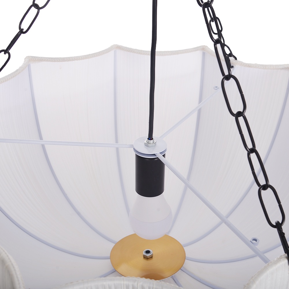 Modern Pleated Fabric Chandelier Light Japandi Restaurant Hanging Ceiling Lamp