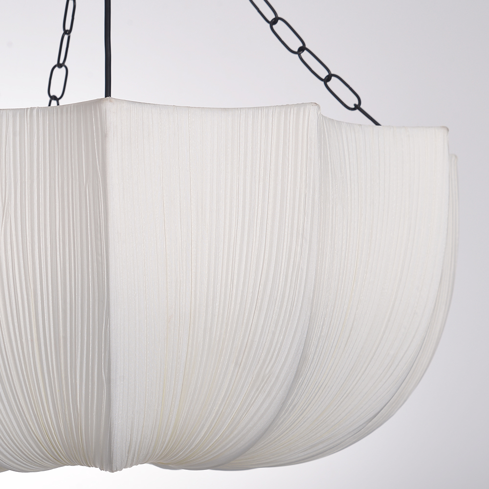 Modern Pleated Fabric Chandelier Light Japandi Restaurant Hanging Ceiling Lamp