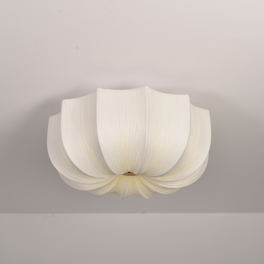 French Vintage Pleated Fabric Pendant Light for Wabi-sabi Living Room Dining Room