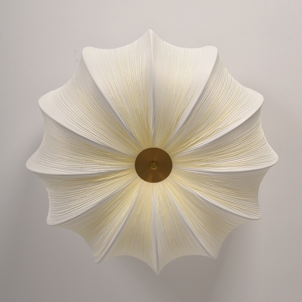 French Vintage Pleated Fabric Pendant Light for Wabi-sabi Living Room Dining Room