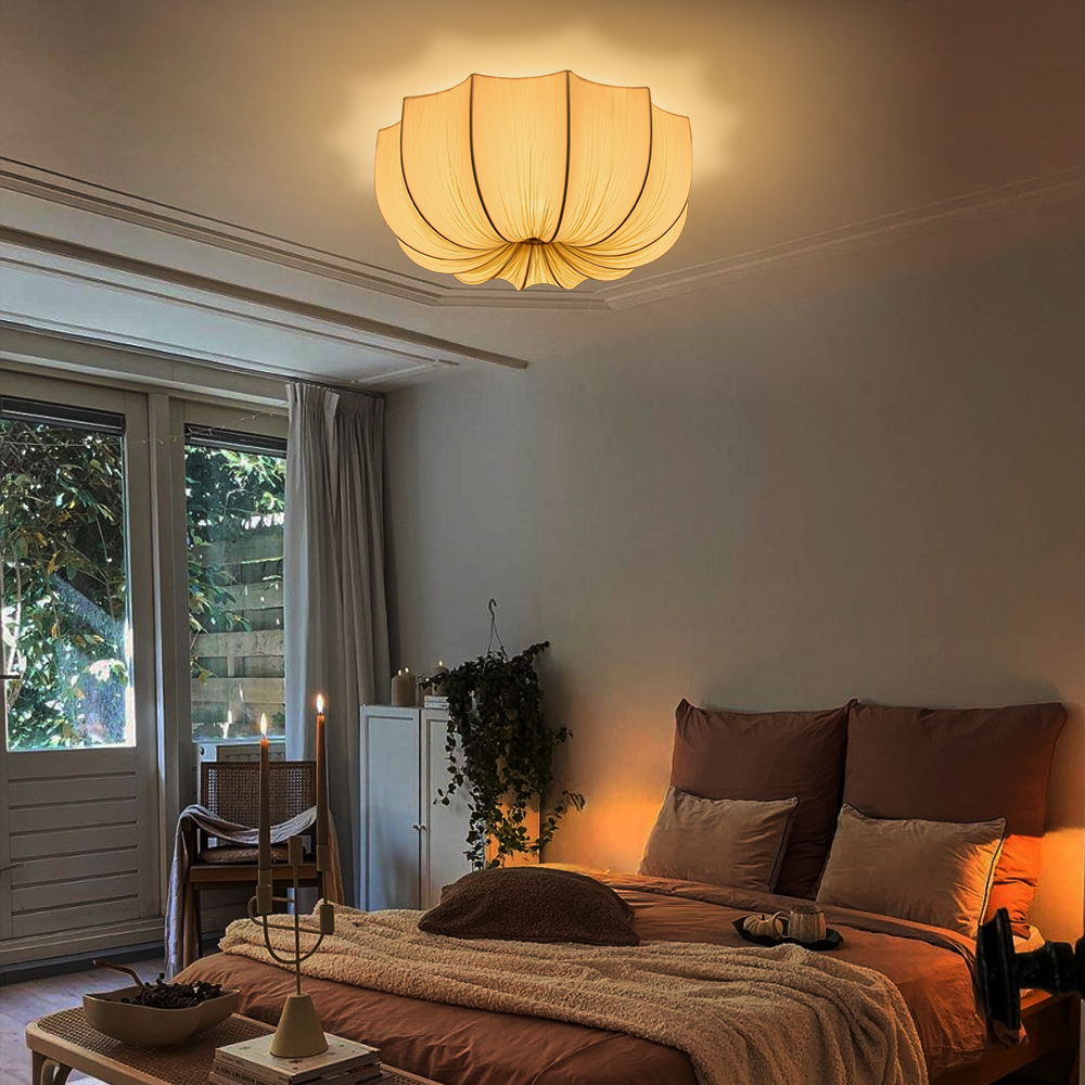 French Retro Fabric Pendant Light For Living Room