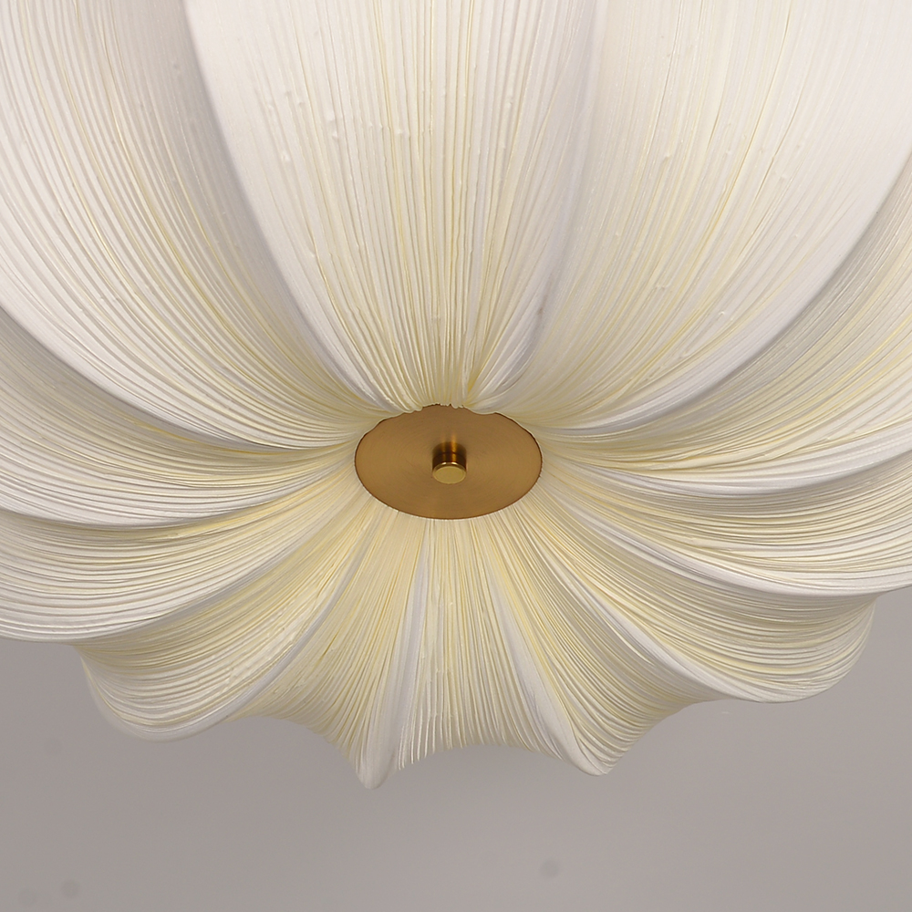 French Vintage Pleated Fabric Pendant Light for Wabi-sabi Living Room Dining Room
