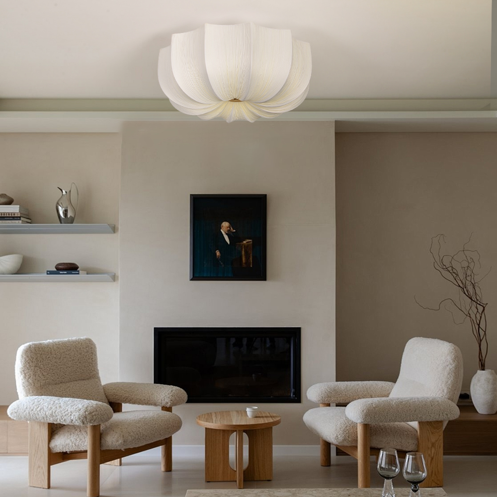 French Retro Fabric Pendant Light For Living Room