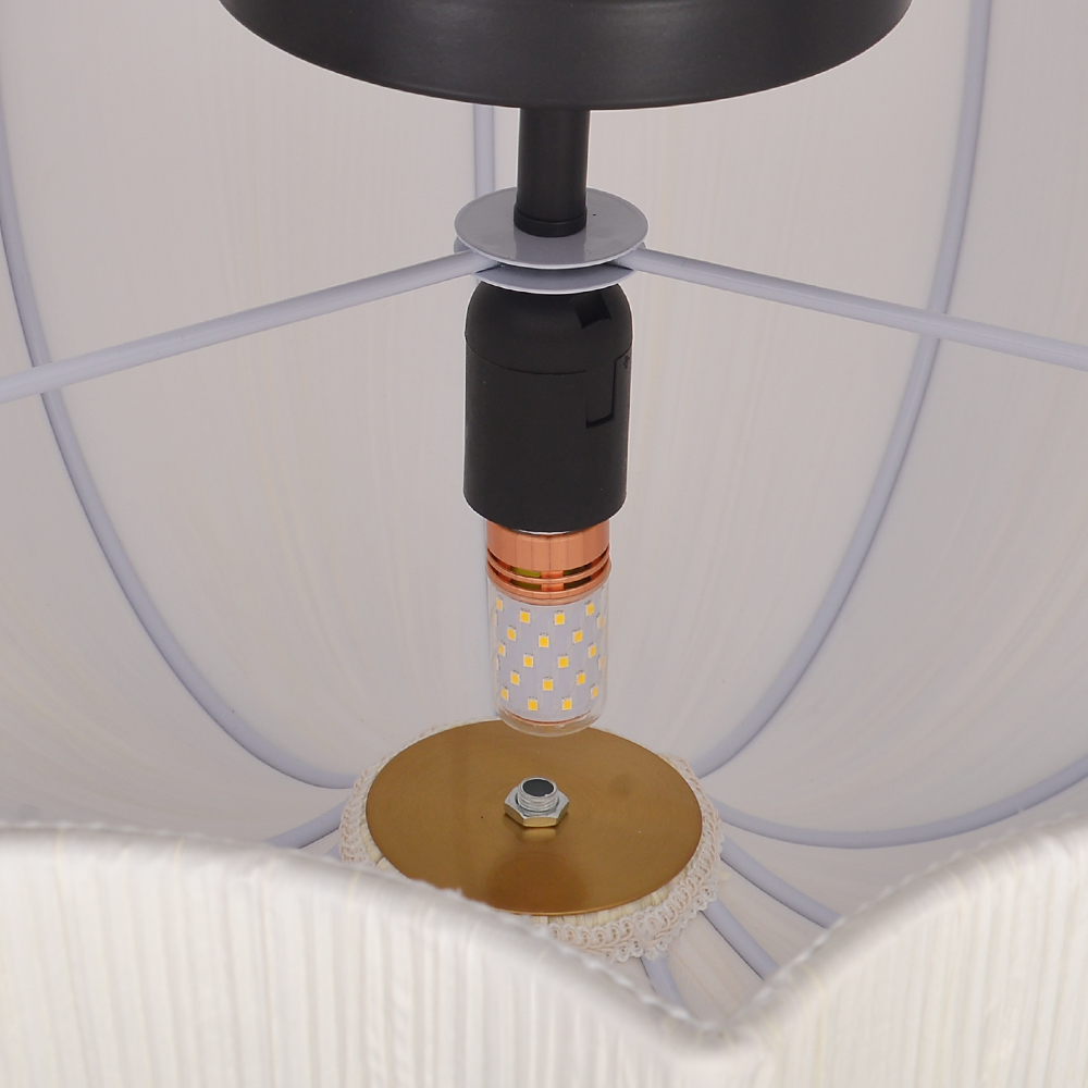 French Vintage Pleated Fabric Pendant Light for Wabi-sabi Living Room Dining Room