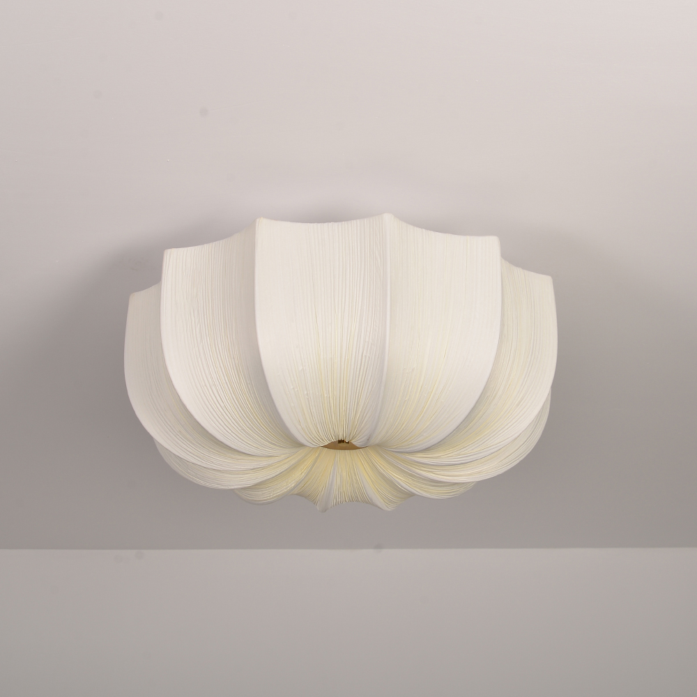 Mid-Century Wabi-Sabi Style Pleated Fabric Ceiling Light for Restaurants Living Rooms