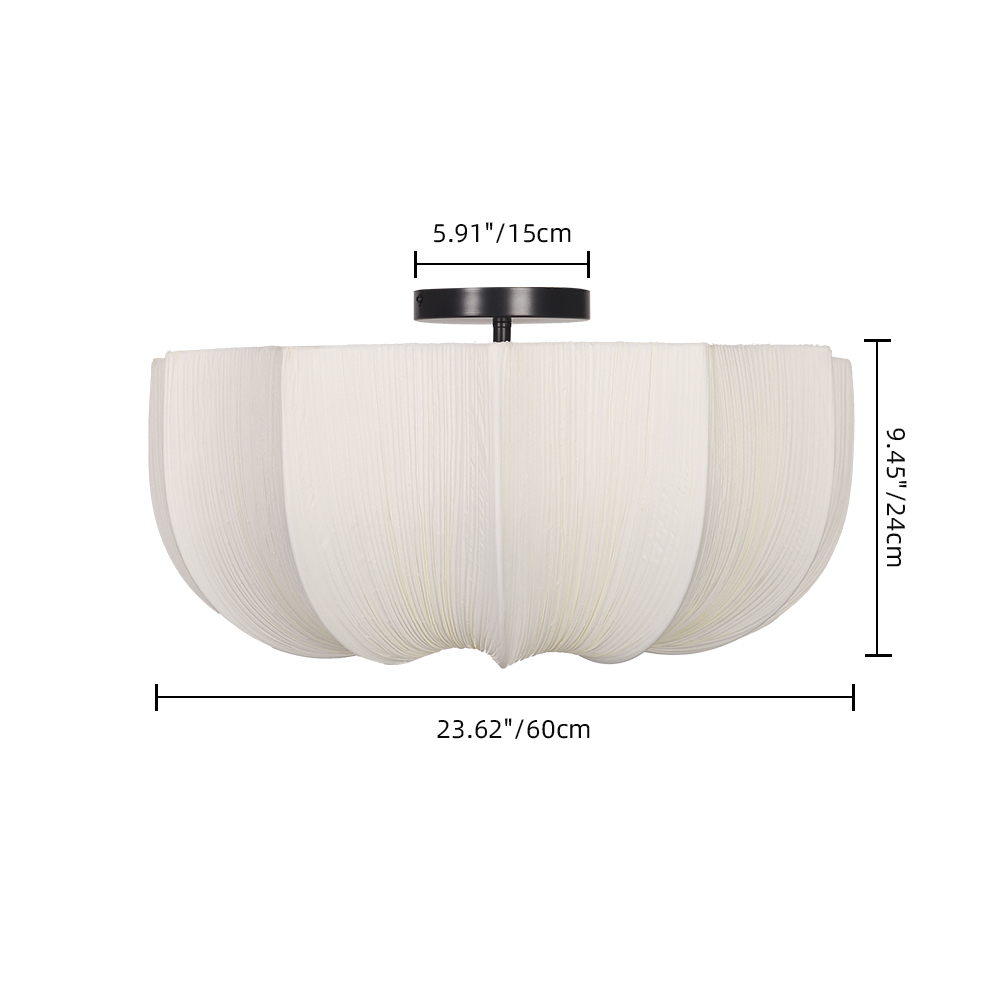Mid-Century Wabi-Sabi Style Pleated Fabric Ceiling Light for Restaurants Living Rooms