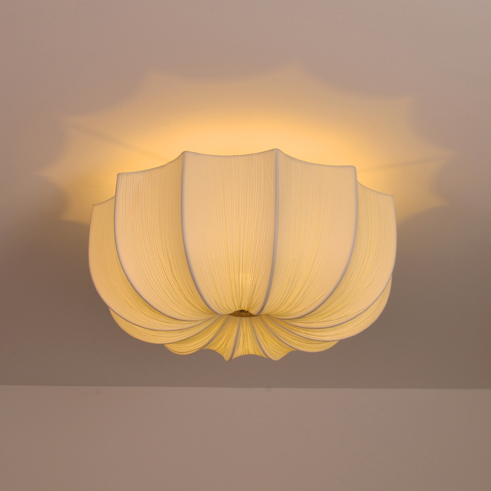 Mid-Century Wabi-Sabi Style Pleated Fabric Ceiling Light for Restaurants Living Rooms