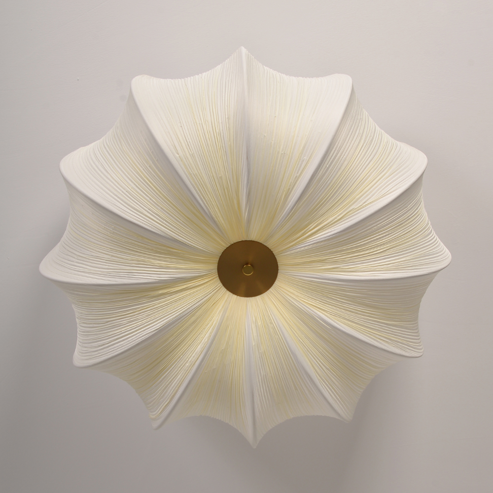Mid-Century Wabi-Sabi Style Pleated Fabric Ceiling Light for Restaurants Living Rooms