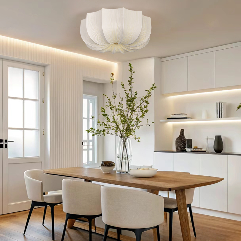 Mid-Century Wabi-Sabi Style Pleated Fabric Ceiling Light for Restaurants Living Rooms