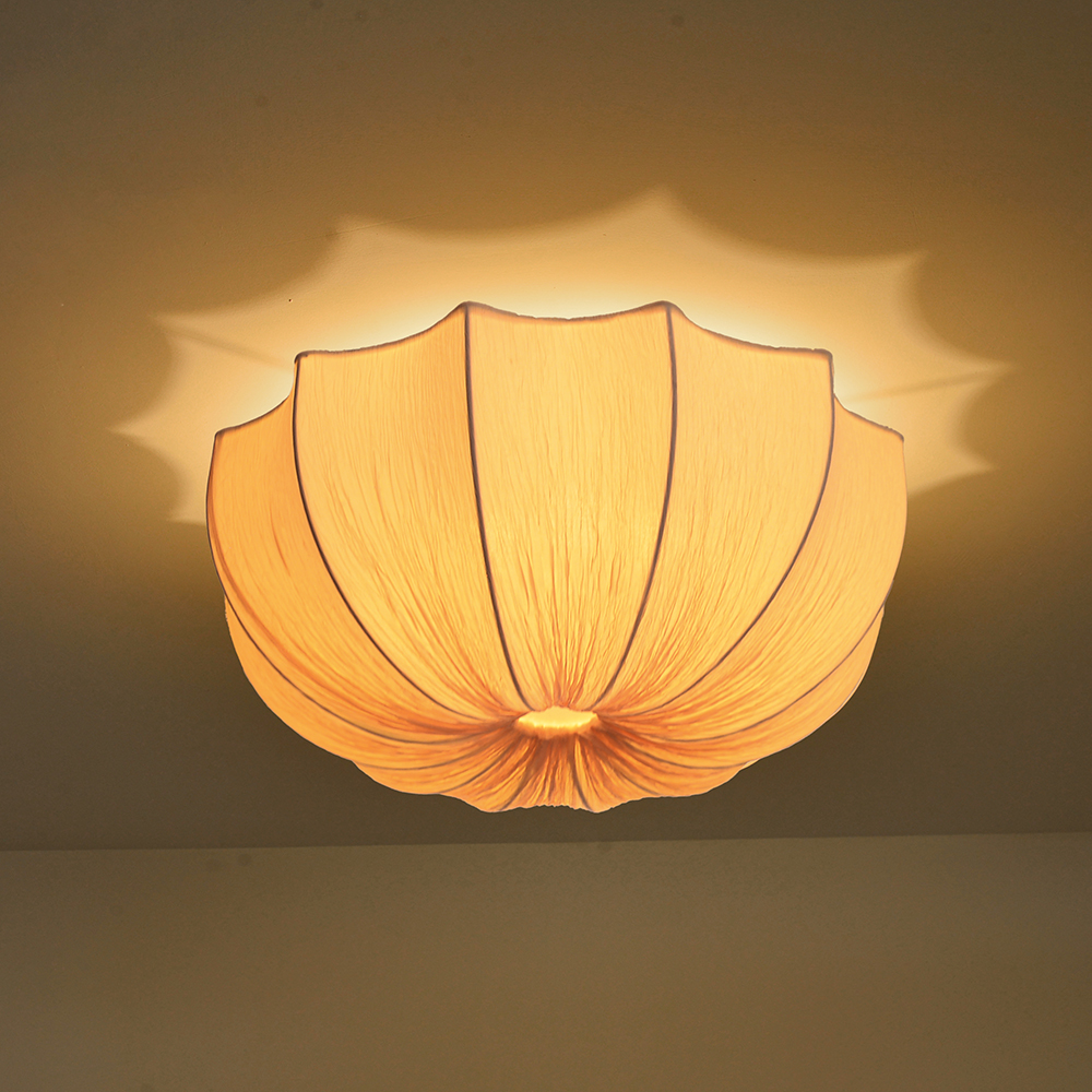 Mid-Century Wabi-Sabi Style Pleated Fabric Ceiling Light for Restaurants Living Rooms