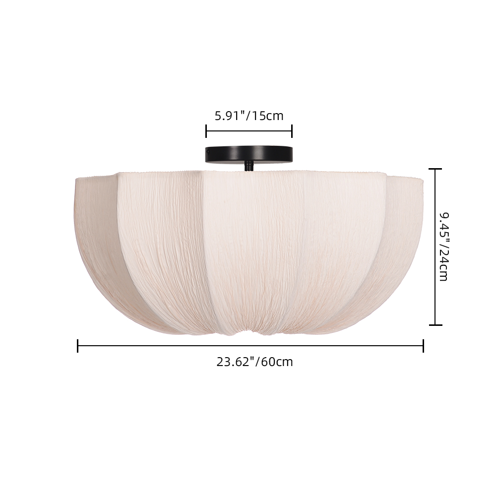 Mid-Century Wabi-Sabi Style Pleated Fabric Ceiling Light for Restaurants Living Rooms