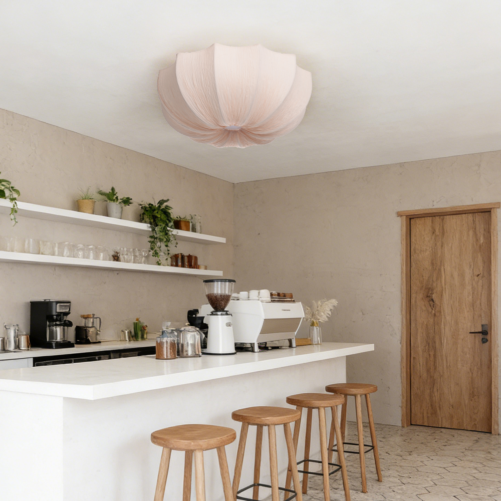 Mid-Century Wabi-Sabi Style Pleated Fabric Ceiling Light for Restaurants Living Rooms
