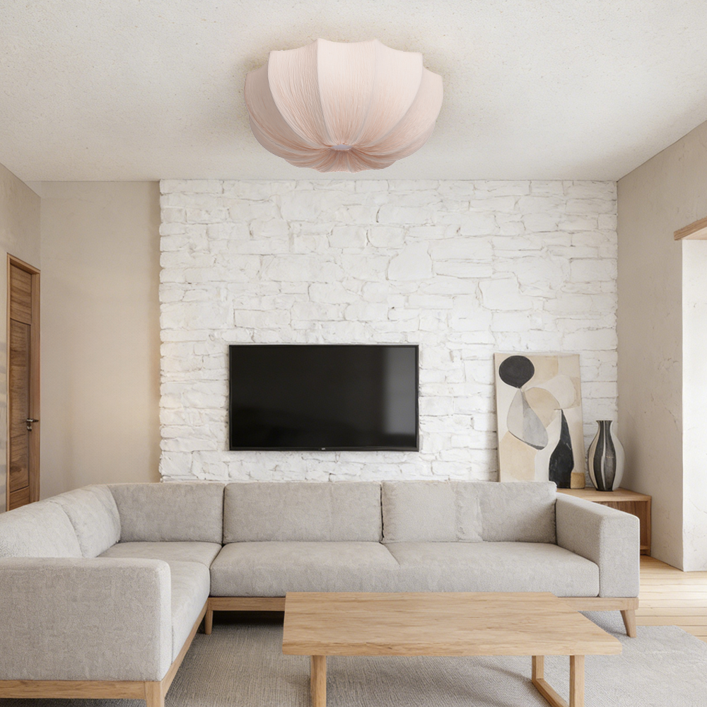 Mid-Century Wabi-Sabi Style Pleated Fabric Ceiling Light for Restaurants Living Rooms