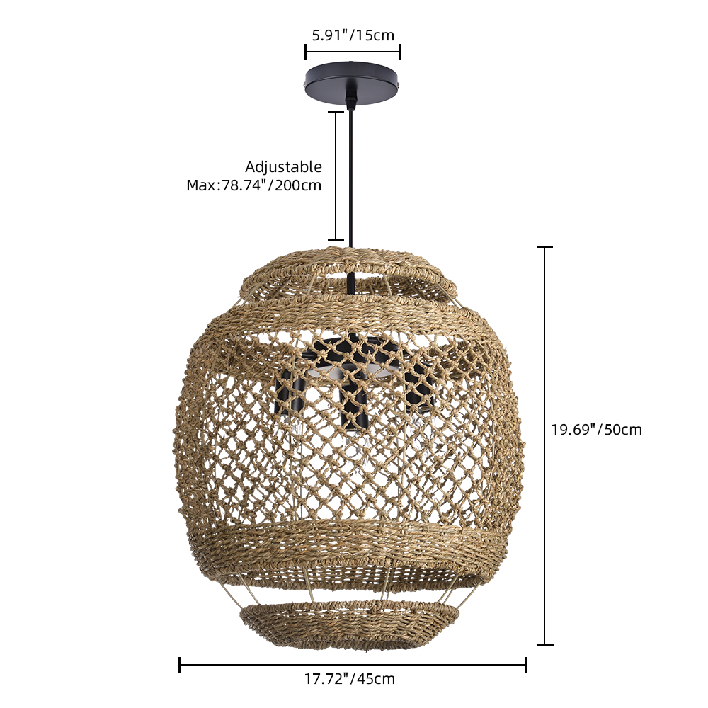 Minimal Furniture Handmade Seagrass Pendant Light Dining Studio 3-light Wabi-sabi Lamp