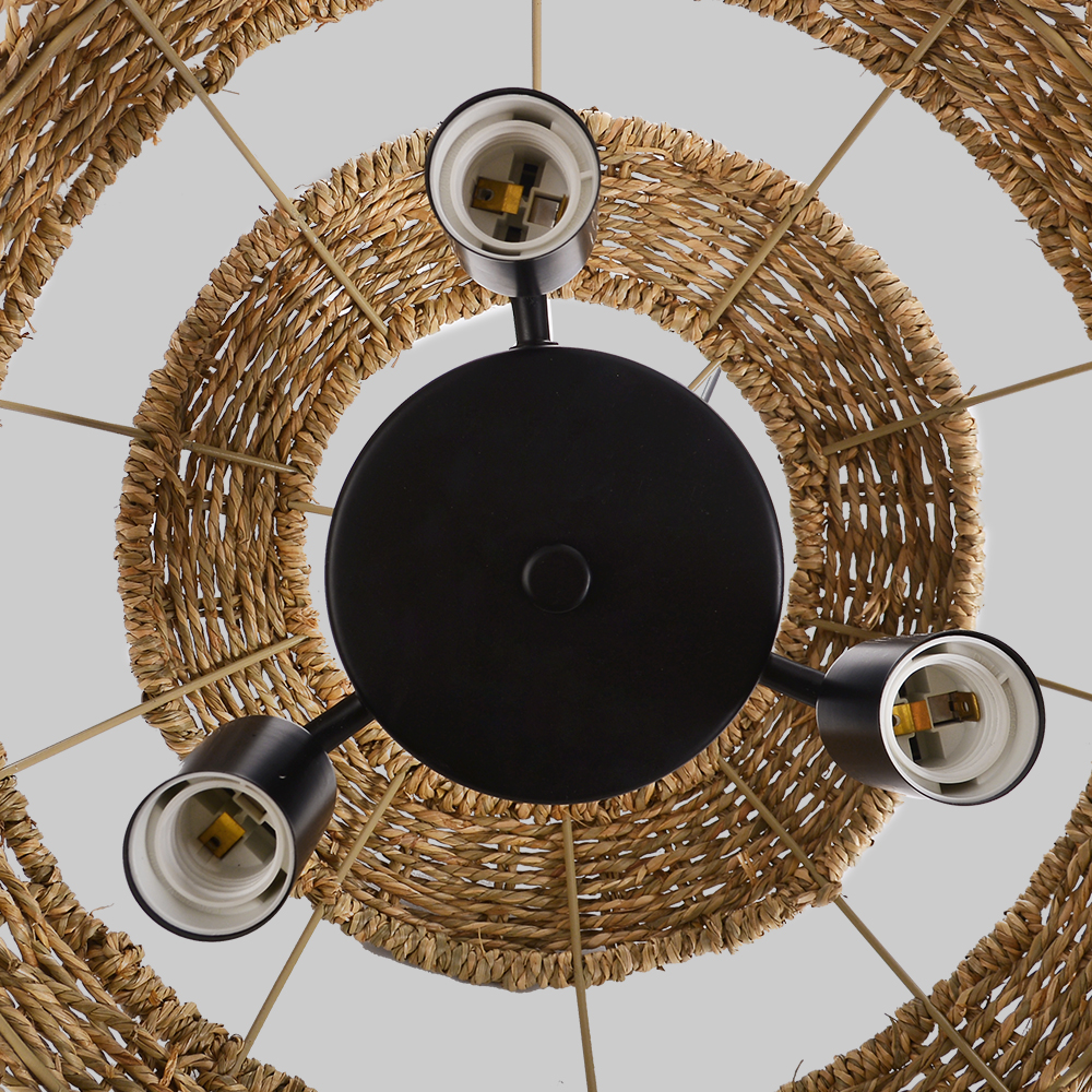 Minimal Furniture Handmade Seagrass Pendant Light Dining Studio 3-light Wabi-sabi Lamp