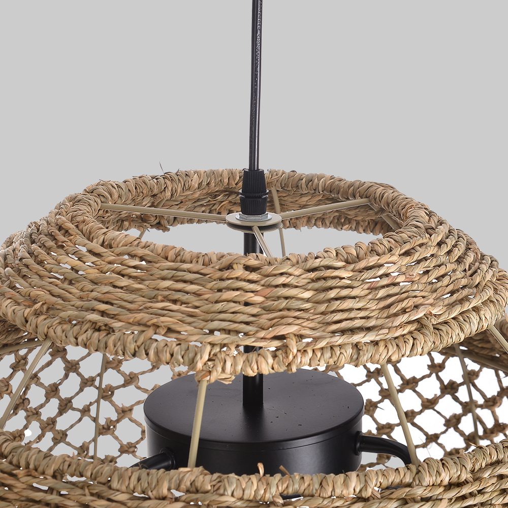 Minimal Furniture Handmade Seagrass Pendant Light Dining Studio 3-light Wabi-sabi Lamp