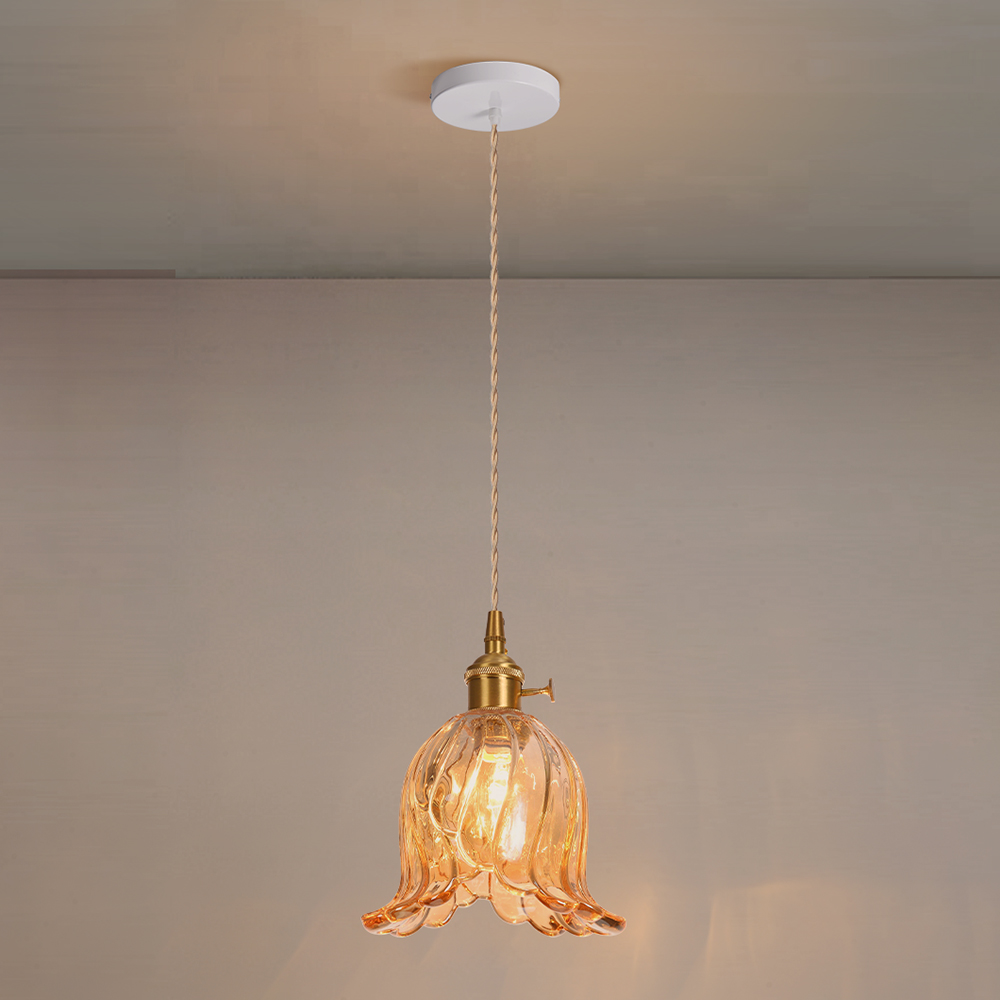 French Mini Chandeliers Small Flower Core Glass Pendant Light for Dining Room Bedroom