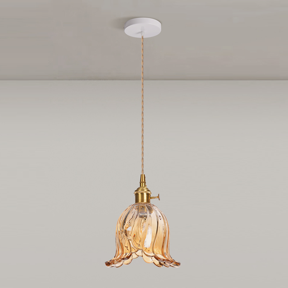 French Mini Chandeliers Small Flower Core Glass Pendant Light for Dining Room Bedroom