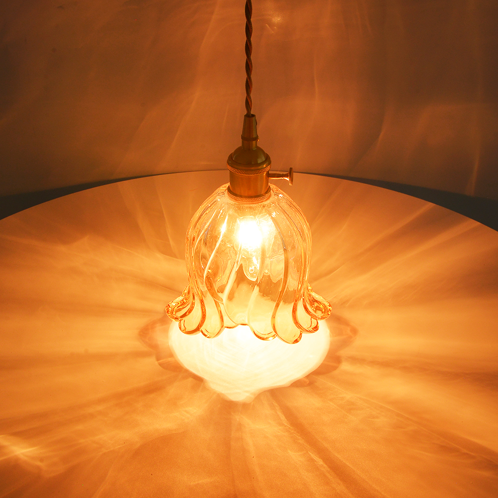 French Mini Chandeliers Small Flower Core Glass Pendant Light for Dining Room Bedroom