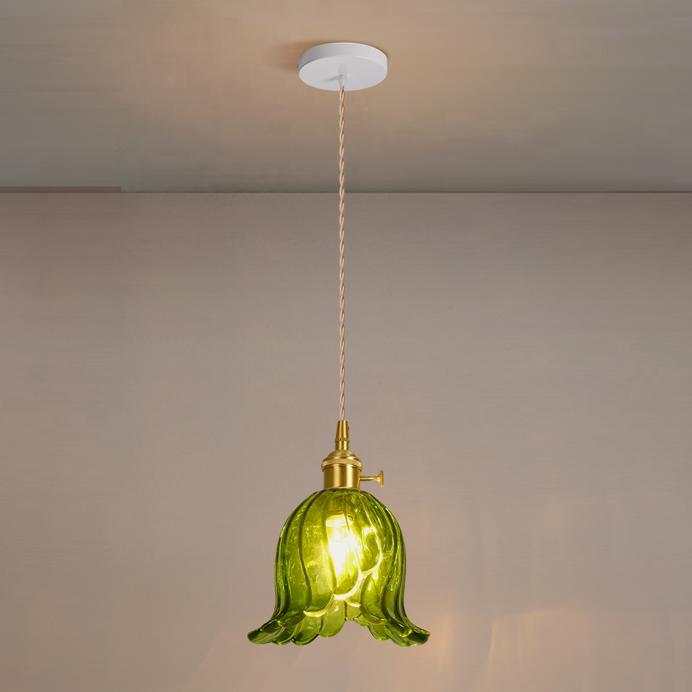 French Mini Chandeliers Small Flower Core Glass Pendant Light for Dining Room Bedroom