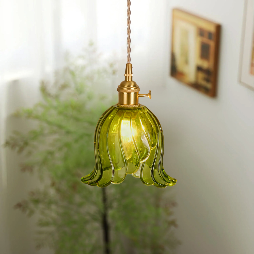 French Mini Chandeliers Small Flower Core Glass Pendant Light for Dining Room Bedroom