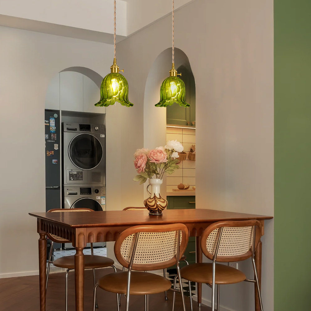 French Mini Chandeliers Small Flower Core Glass Pendant Light for Dining Room Bedroom