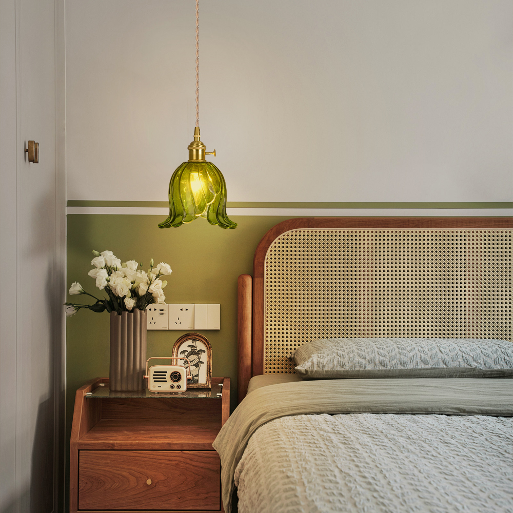 French Mini Chandeliers Small Flower Core Glass Pendant Light for Dining Room Bedroom