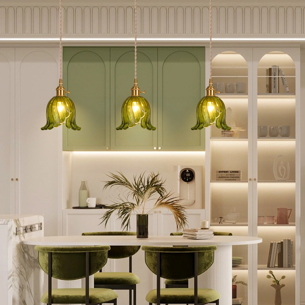 French Mini Chandeliers Small Flower Core Glass Pendant Light for Dining Room Bedroom