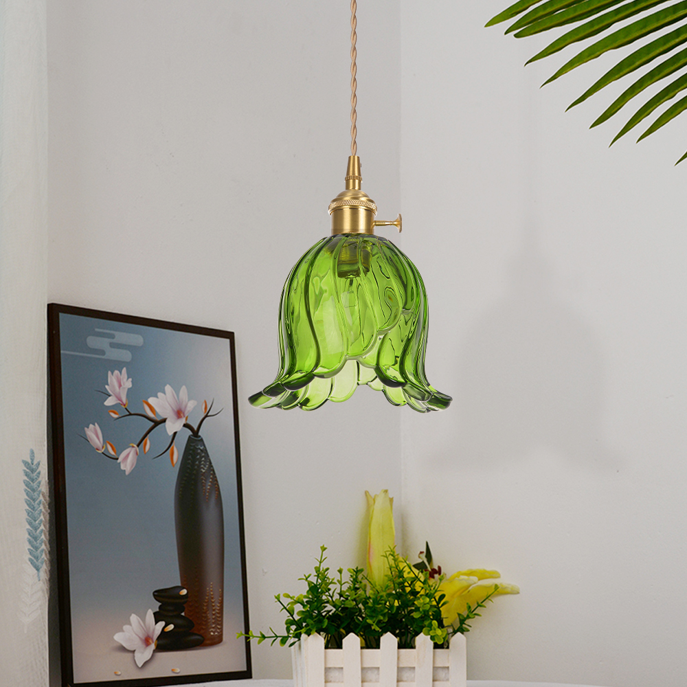 French Mini Chandeliers Small Flower Core Glass Pendant Light for Dining Room Bedroom