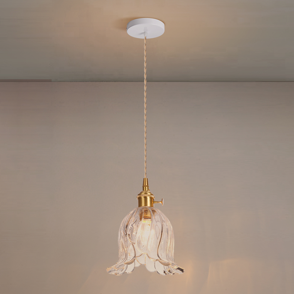 French Mini Chandeliers Small Flower Core Glass Pendant Light for Dining Room Bedroom