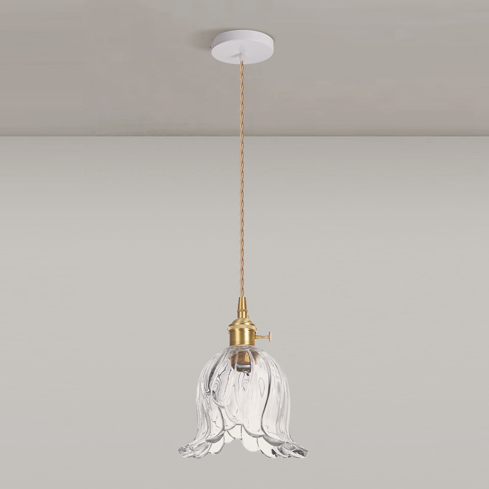 French Mini Chandeliers Small Flower Core Glass Pendant Light for Dining Room Bedroom