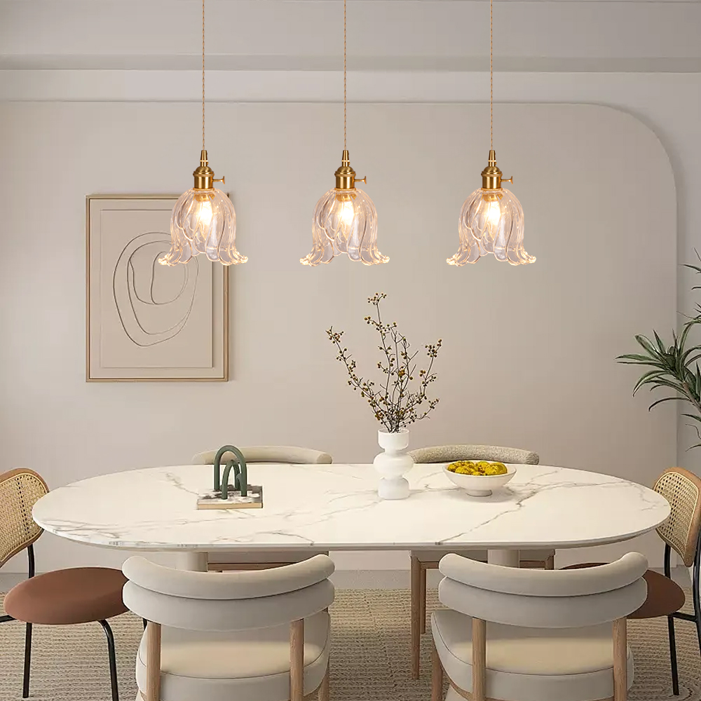 French Mini Chandeliers Small Flower Core Glass Pendant Light for Dining Room Bedroom