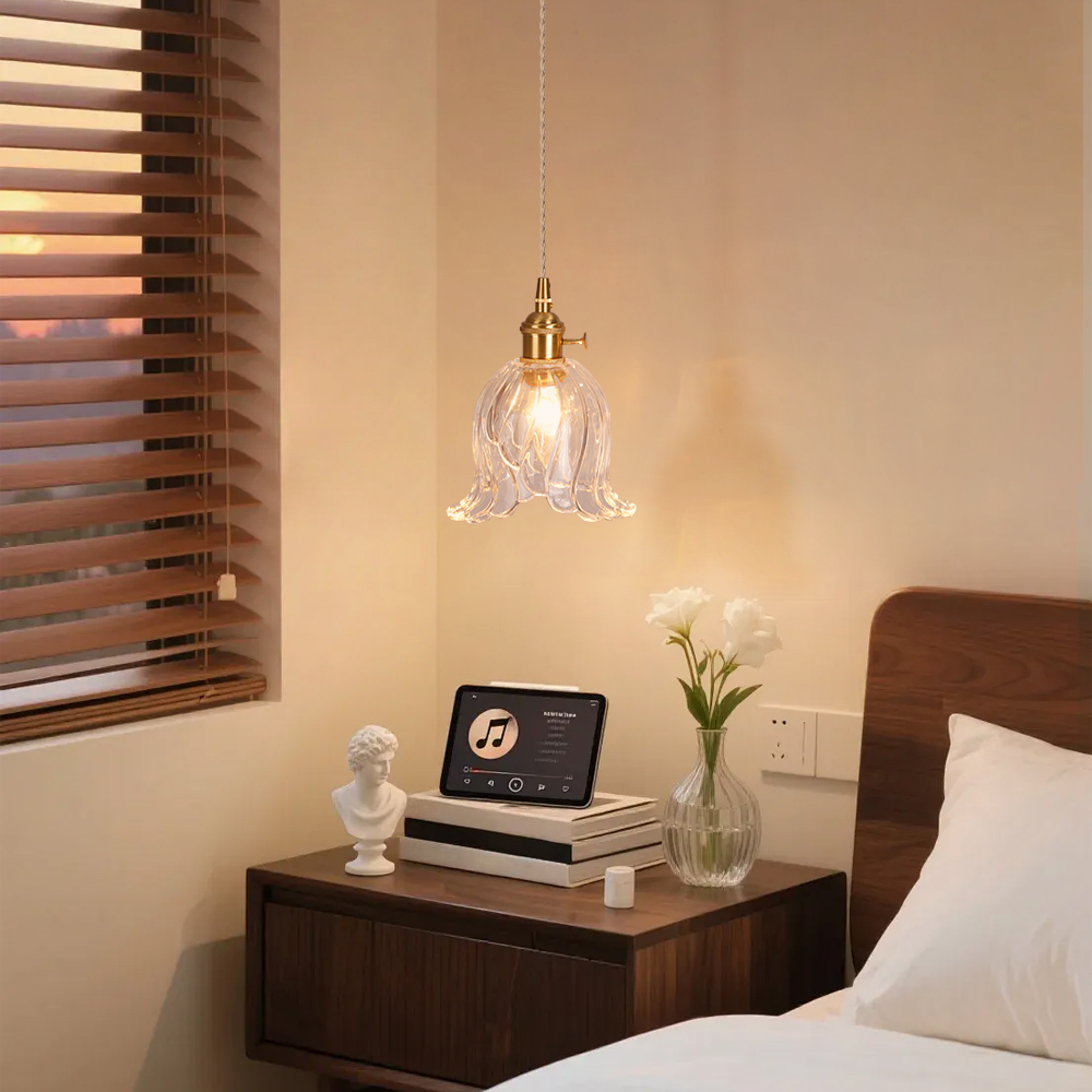 French Mini Chandeliers Small Flower Core Glass Pendant Light for Dining Room Bedroom