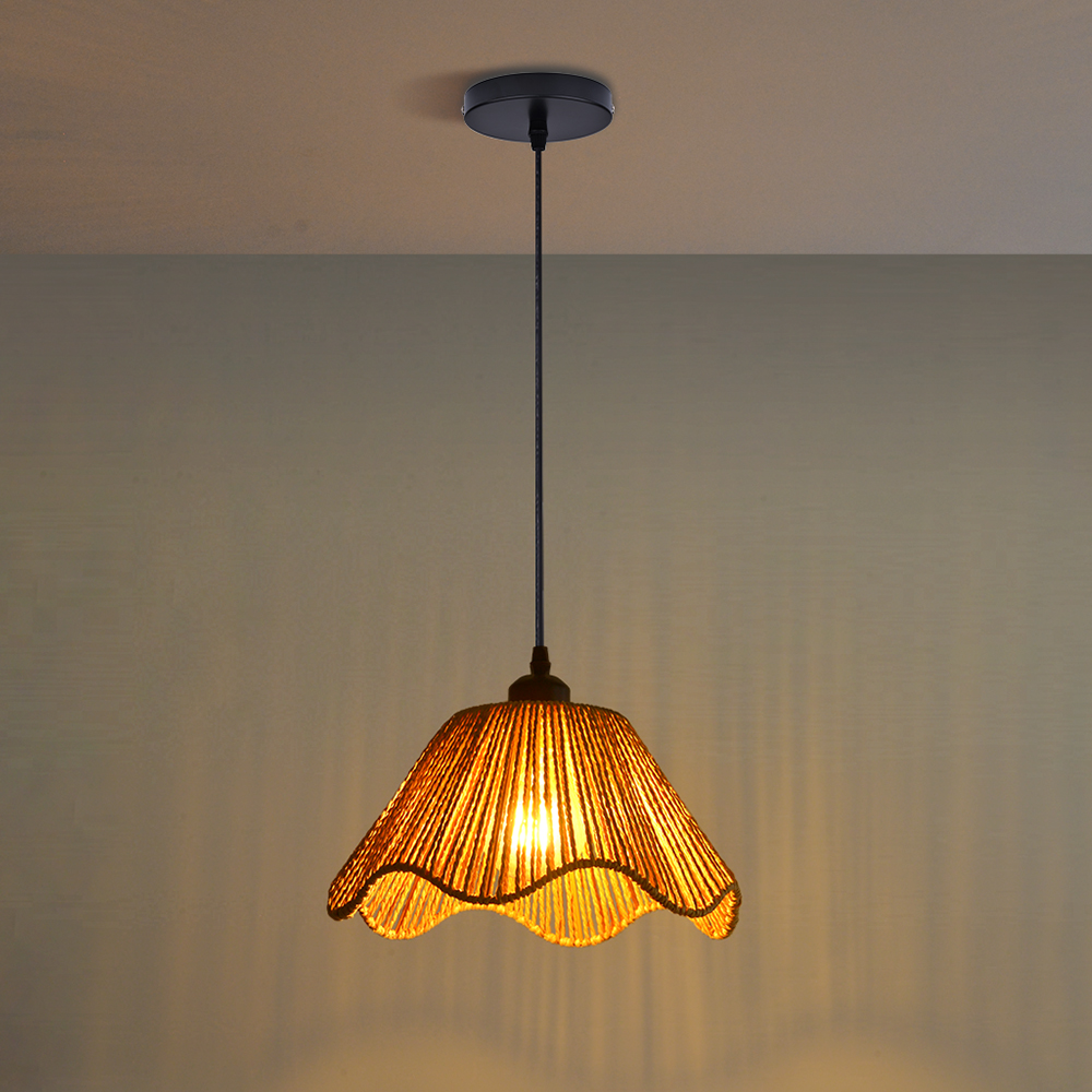 Natural Woven Rope Pendant Lamp Shad for Living Room, Bedroom, Kitchen, Hallways