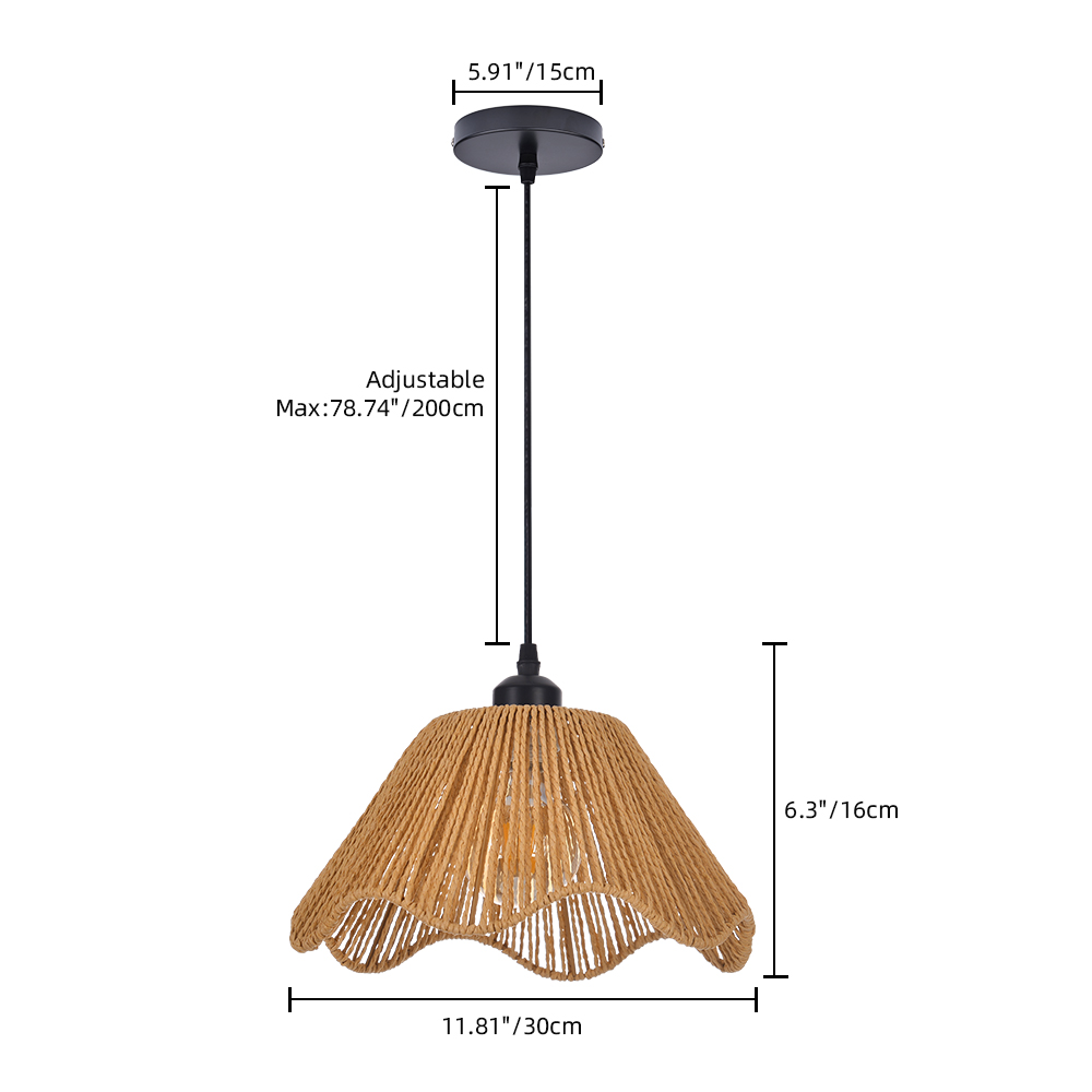 Natural Woven Rope Pendant Lamp Shad for Living Room, Bedroom, Kitchen, Hallways
