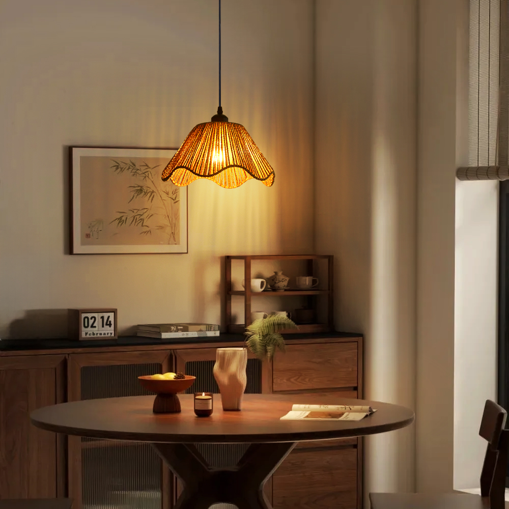 Natural Woven Rope Pendant Lamp Shad for Living Room, Bedroom, Kitchen, Hallways