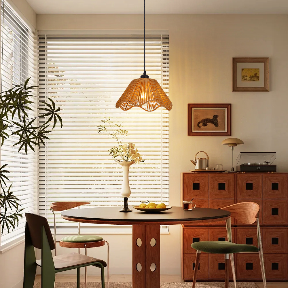 Natural Woven Rope Pendant Lamp Shad for Living Room, Bedroom, Kitchen, Hallways
