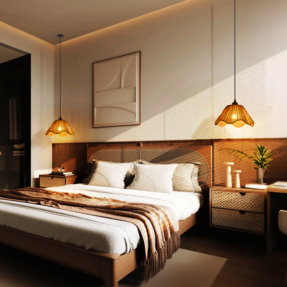 Natural Woven Rope Pendant Lamp Shad for Living Room, Bedroom, Kitchen, Hallways