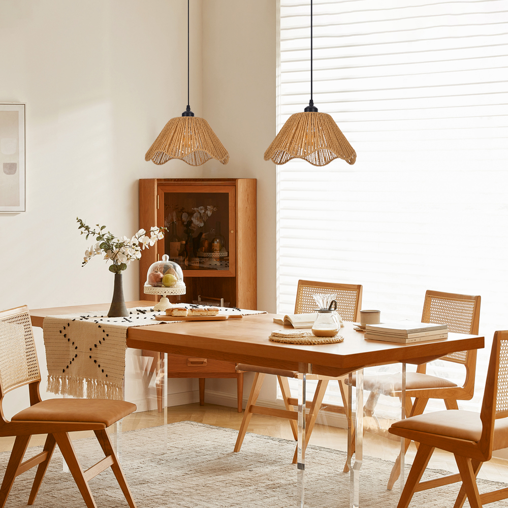 Natural Woven Rope Pendant Lamp Shad for Living Room, Bedroom, Kitchen, Hallways