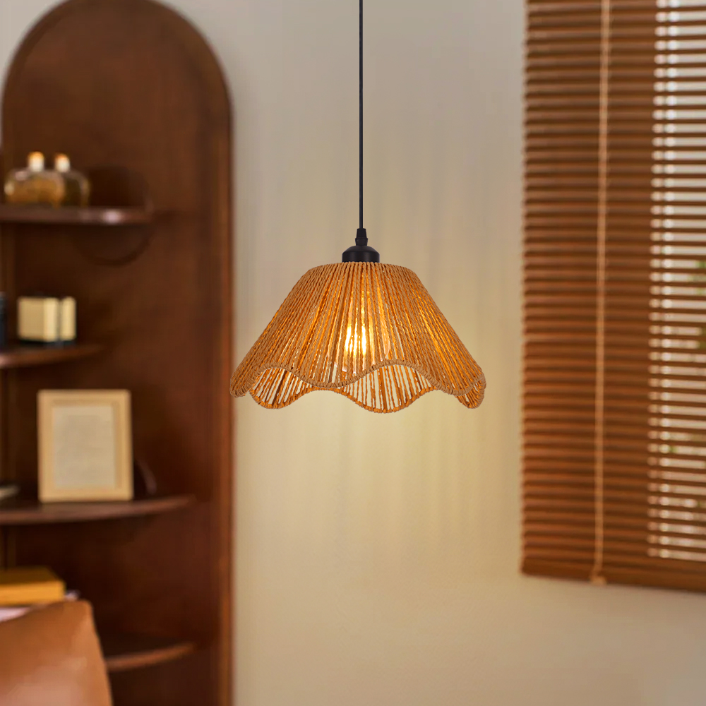 Natural Woven Rope Pendant Lamp Shad for Living Room, Bedroom, Kitchen, Hallways