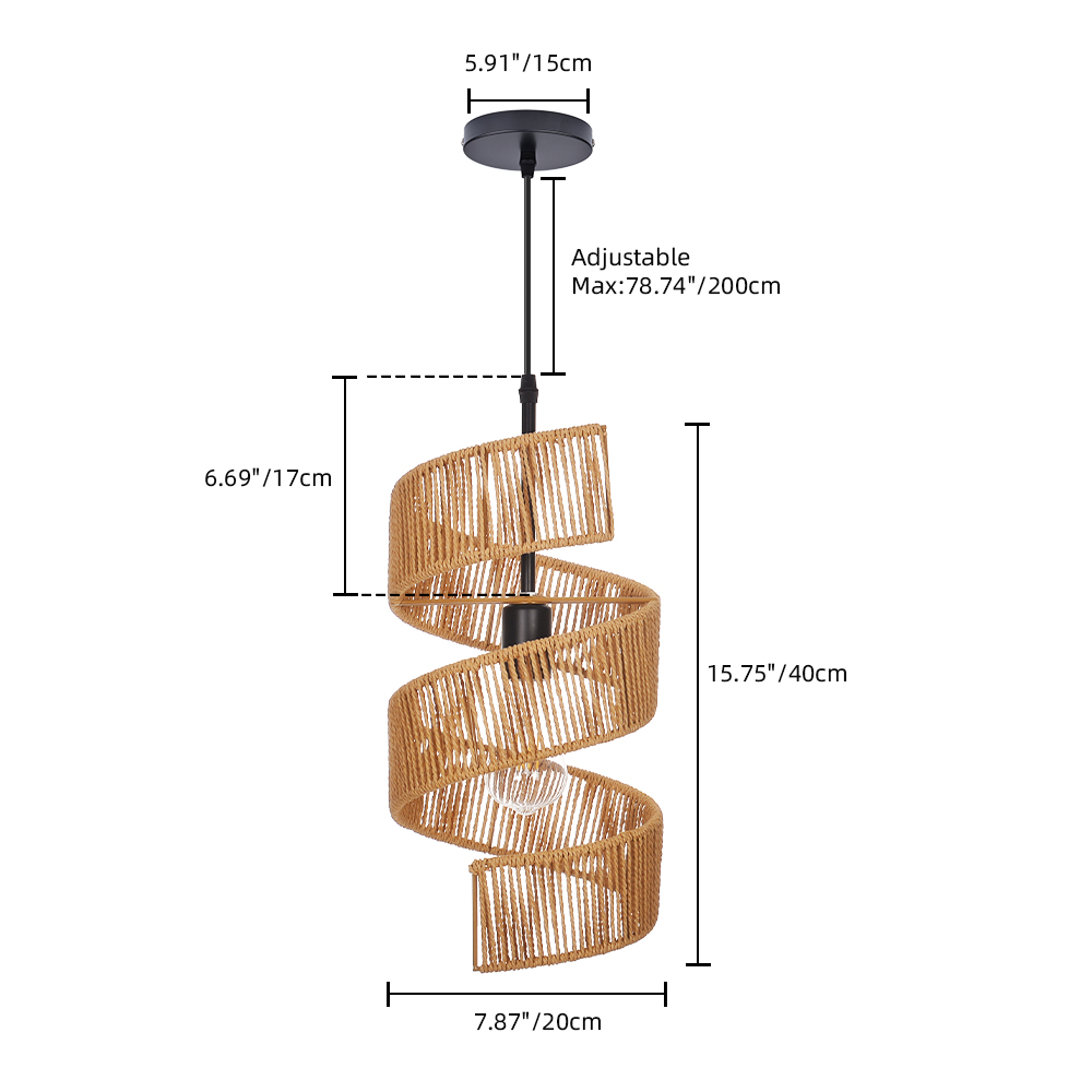 Restaurant Rotating Shape Rope Chandelier Weave Natural Pendant Shade