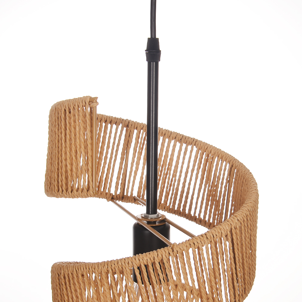 Restaurant Rotating Shape Rope Chandelier Weave Natural Pendant Shade