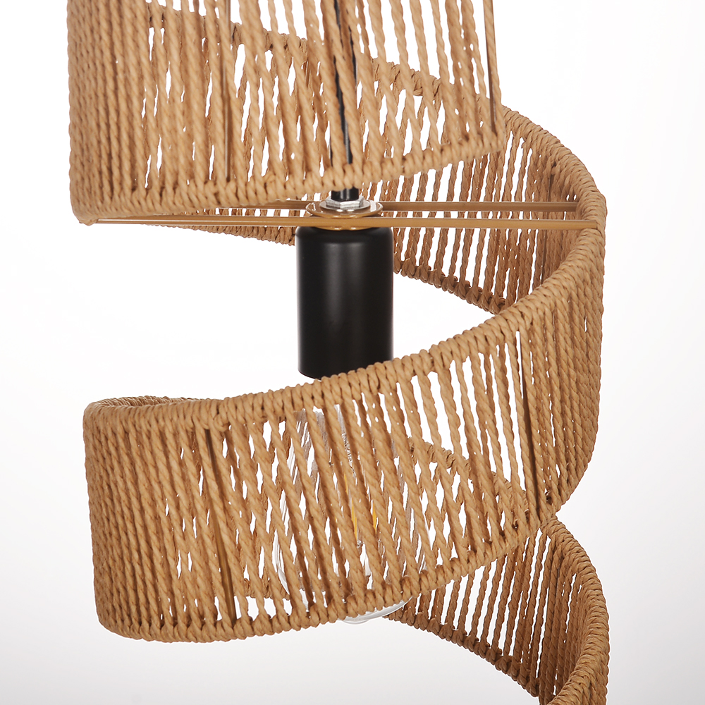 Restaurant Rotating Shape Rope Chandelier Weave Natural Pendant Shade