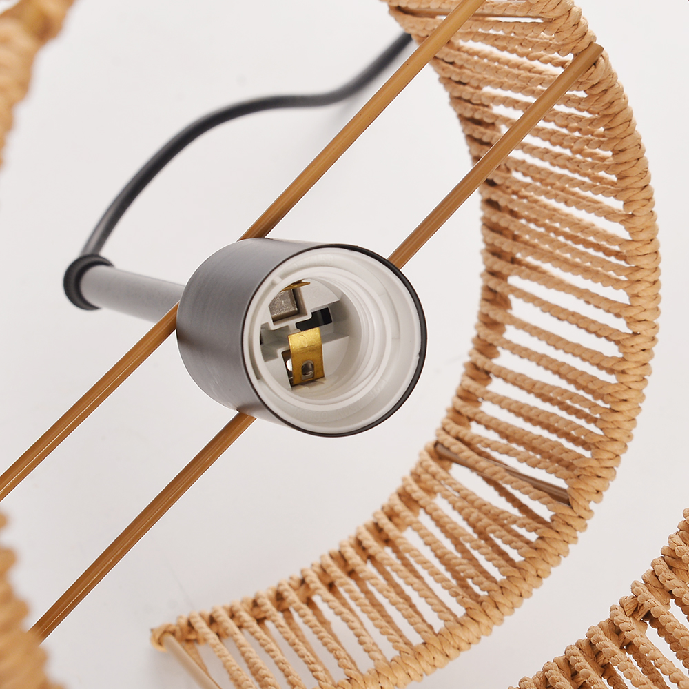 Restaurant Rotating Shape Rope Chandelier Weave Natural Pendant Shade