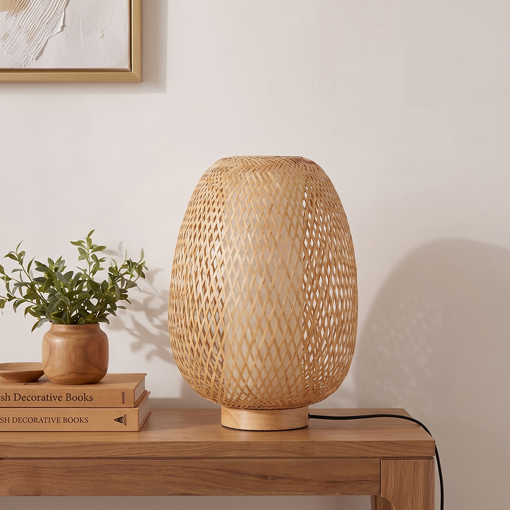 Japanese-inspired Bamboo Nightlight Table Lamp for Guesthouses & Bedrooms