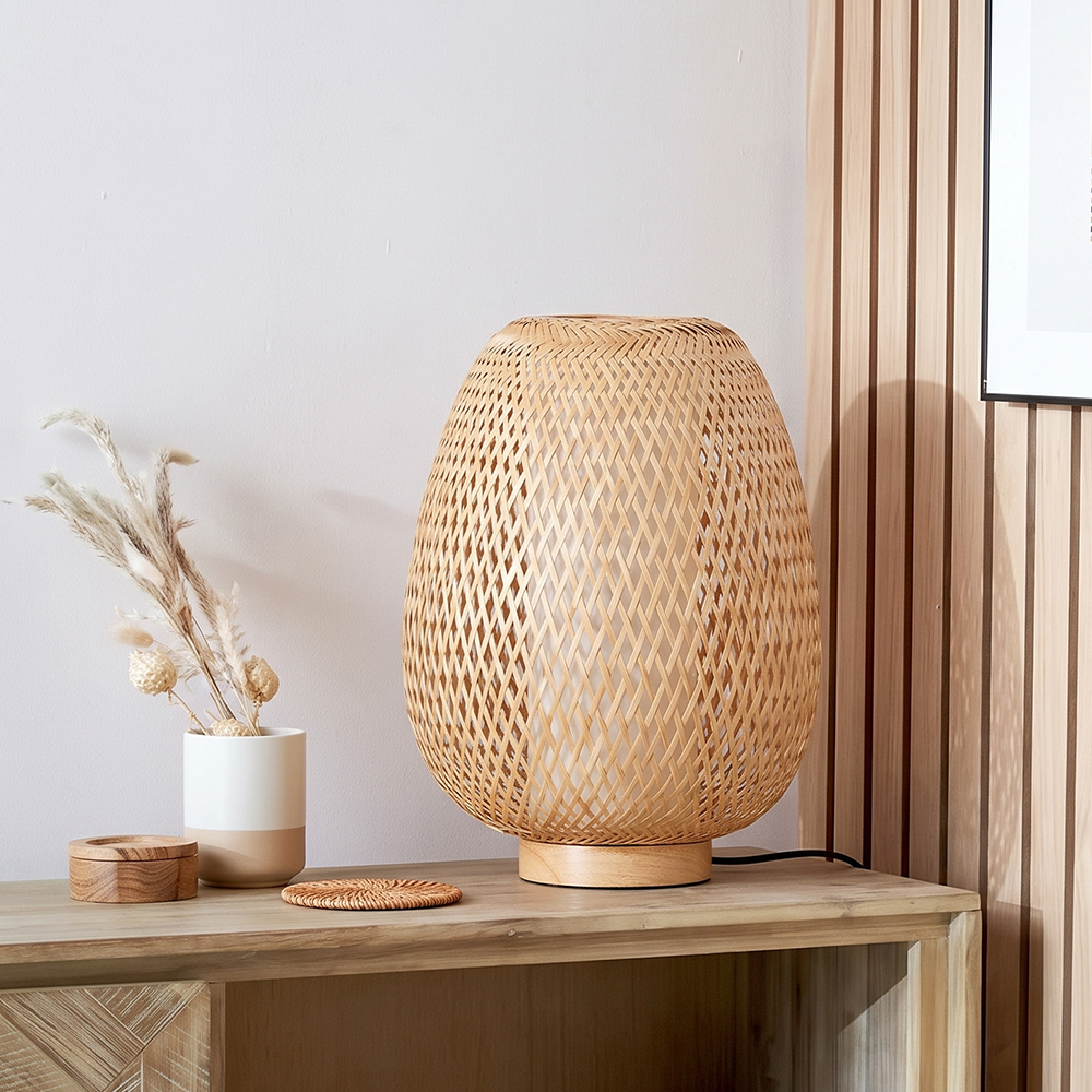 Japanese-inspired Bamboo Nightlight Table Lamp for Guesthouses & Bedrooms