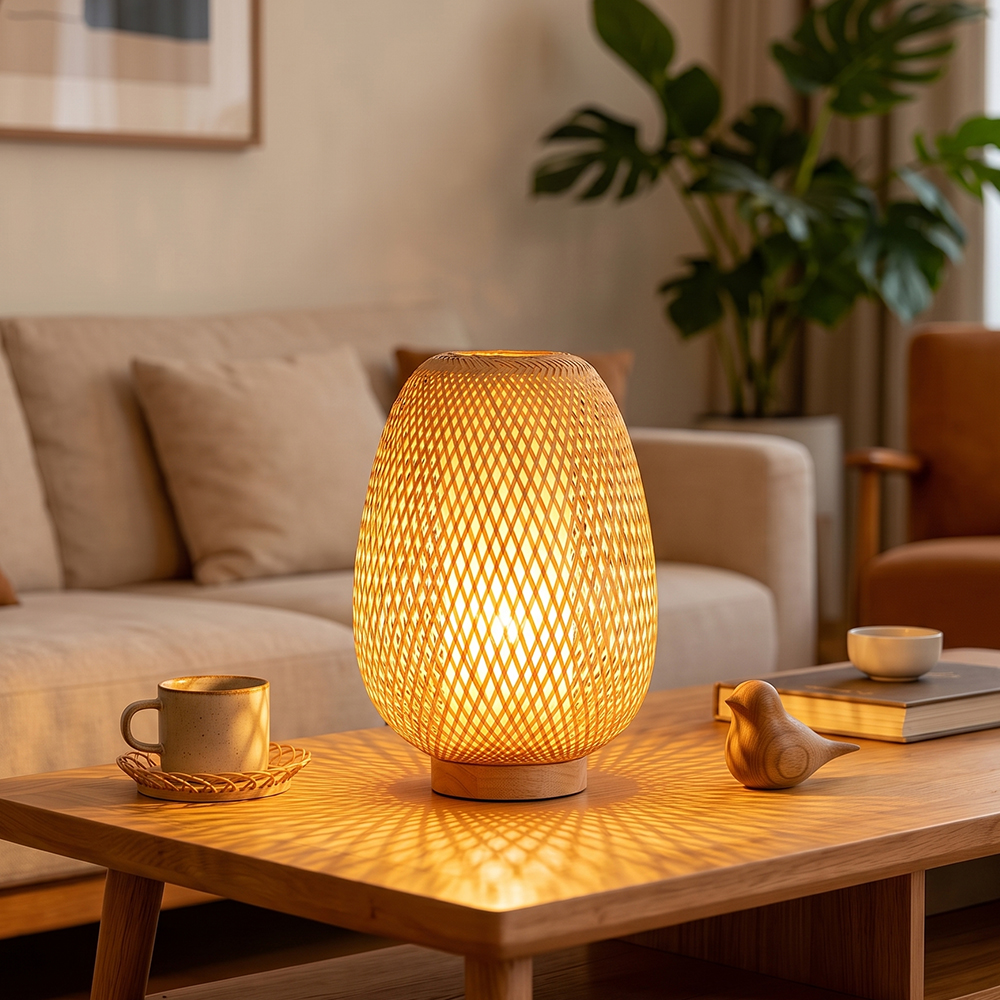 Japanese-inspired Bamboo Nightlight Table Lamp for Guesthouses & Bedrooms