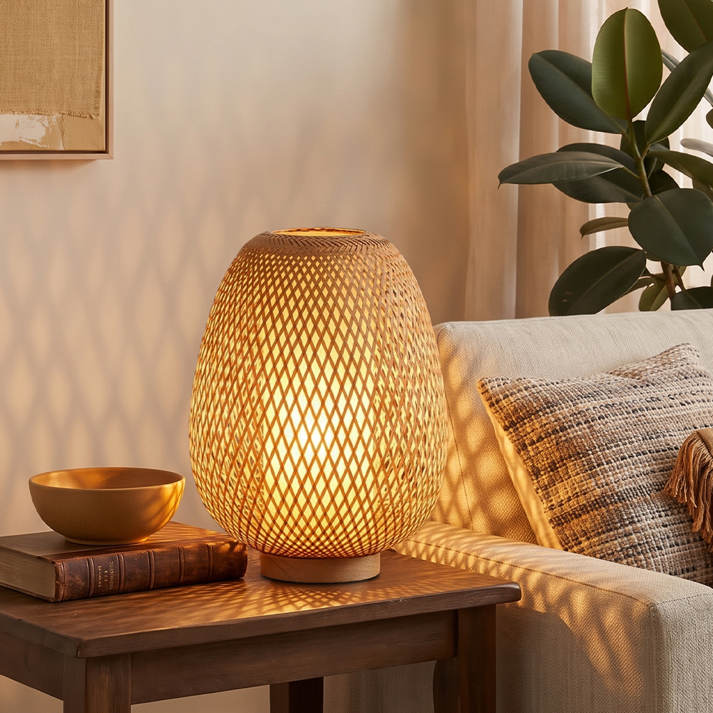 Japanese-inspired Bamboo Nightlight Table Lamp for Guesthouses & Bedrooms