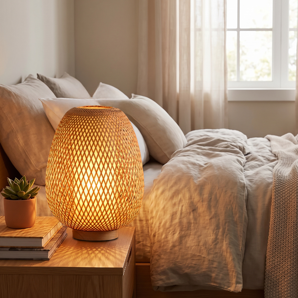 Japanese-inspired Bamboo Nightlight Table Lamp for Guesthouses & Bedrooms